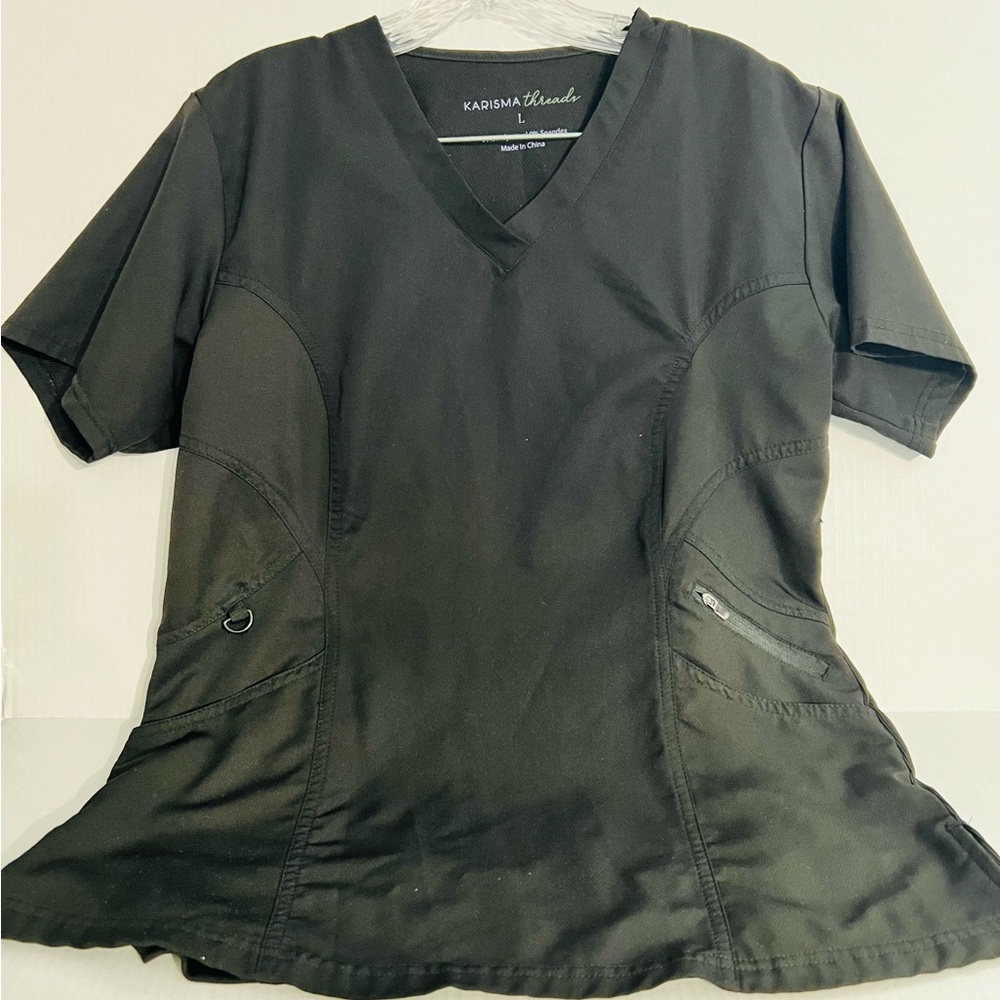 Karisma Threads Black Women's Scrub Top